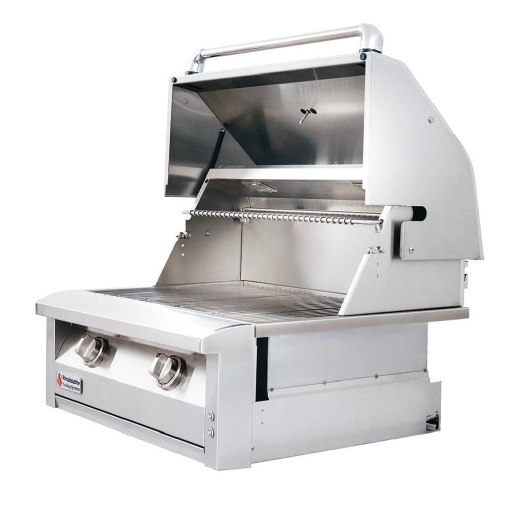 American Renaissance Grill by RCS ARG30 LP 30-Inch 2-Burner Built-In Propane Gas Grill - Open Side View thumbnail