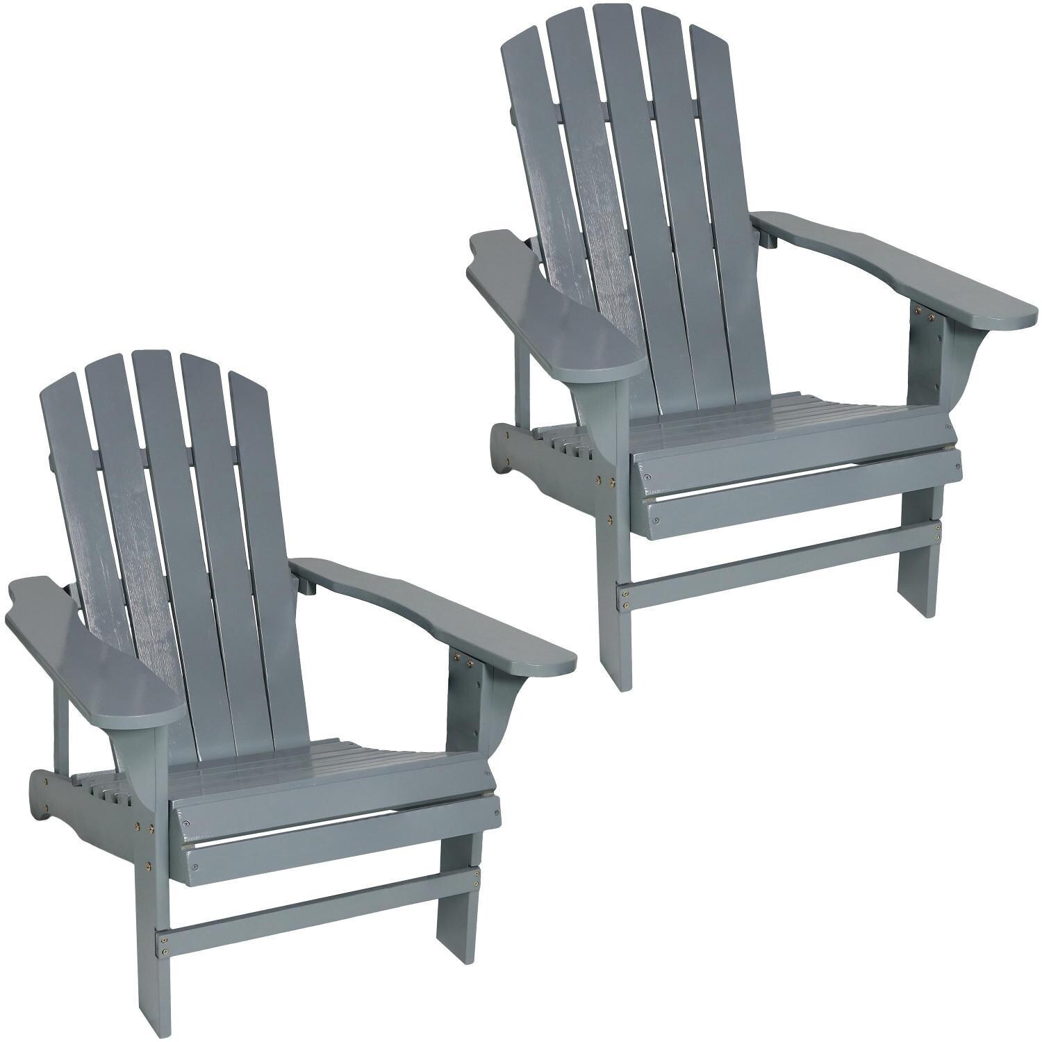 Ultimate Patio 2-Piece Wooden Adirondack Chair Set - Gray thumbnail