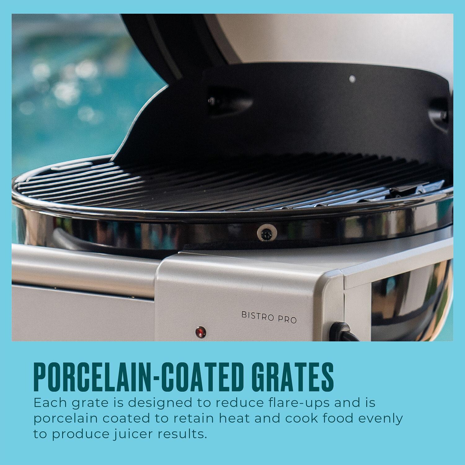 Charbroil 25302149 Bistro Pro 180 Electric Grill - Tabletop Black - Porcelain-Coated Grates - Detail thumbnail