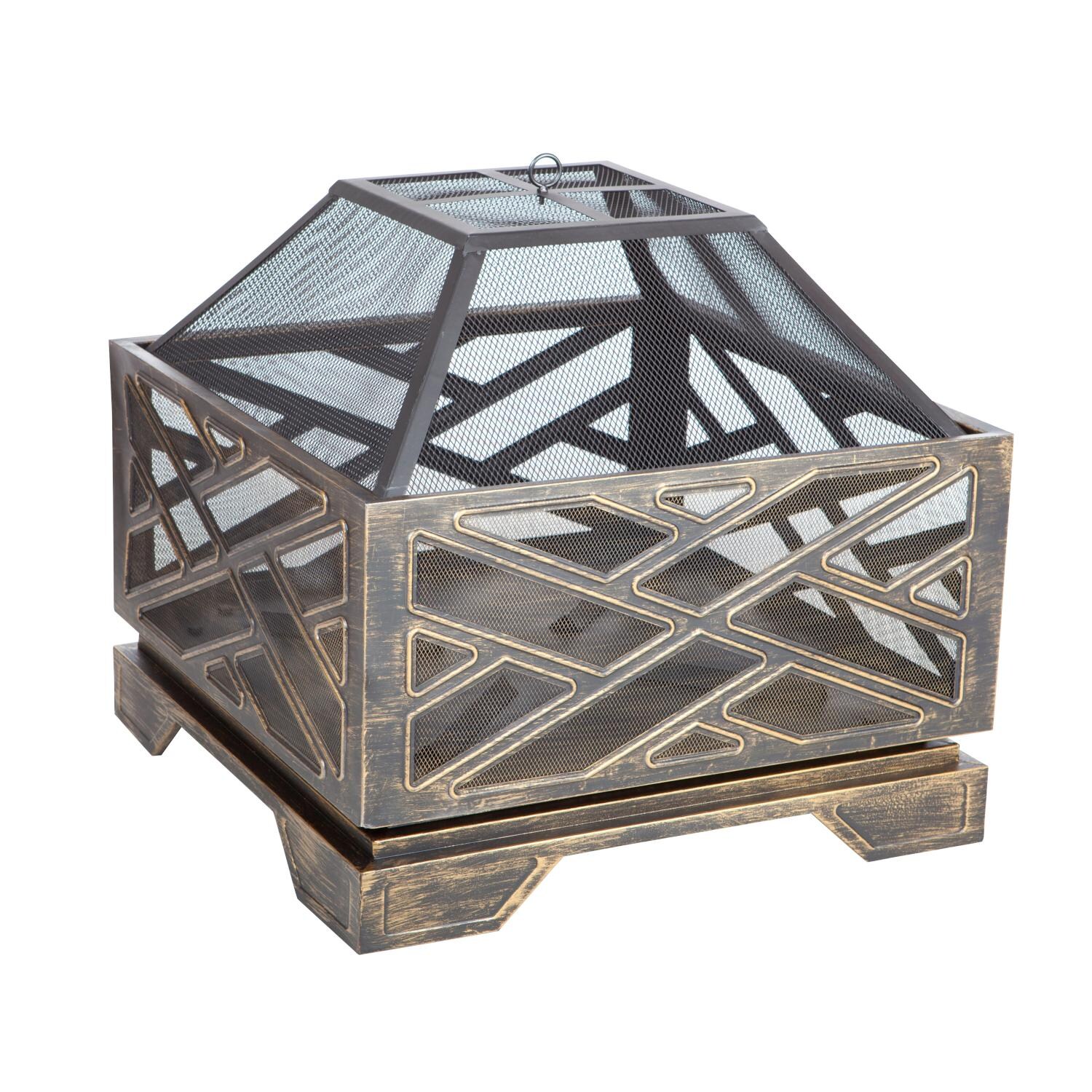 Ultimate Patio SC62239 Hazelwood 26-Inch Square Wood Burning Fire Pit - Full View thumbnail