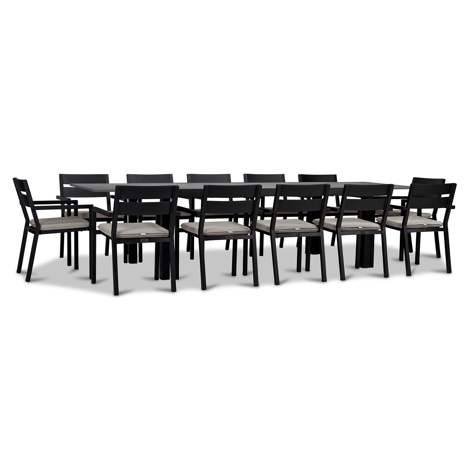 Calm Bay 13 Pc Extendable Dining Set in Black/Cast Silver by Lakeview - White Background 2 thumbnail