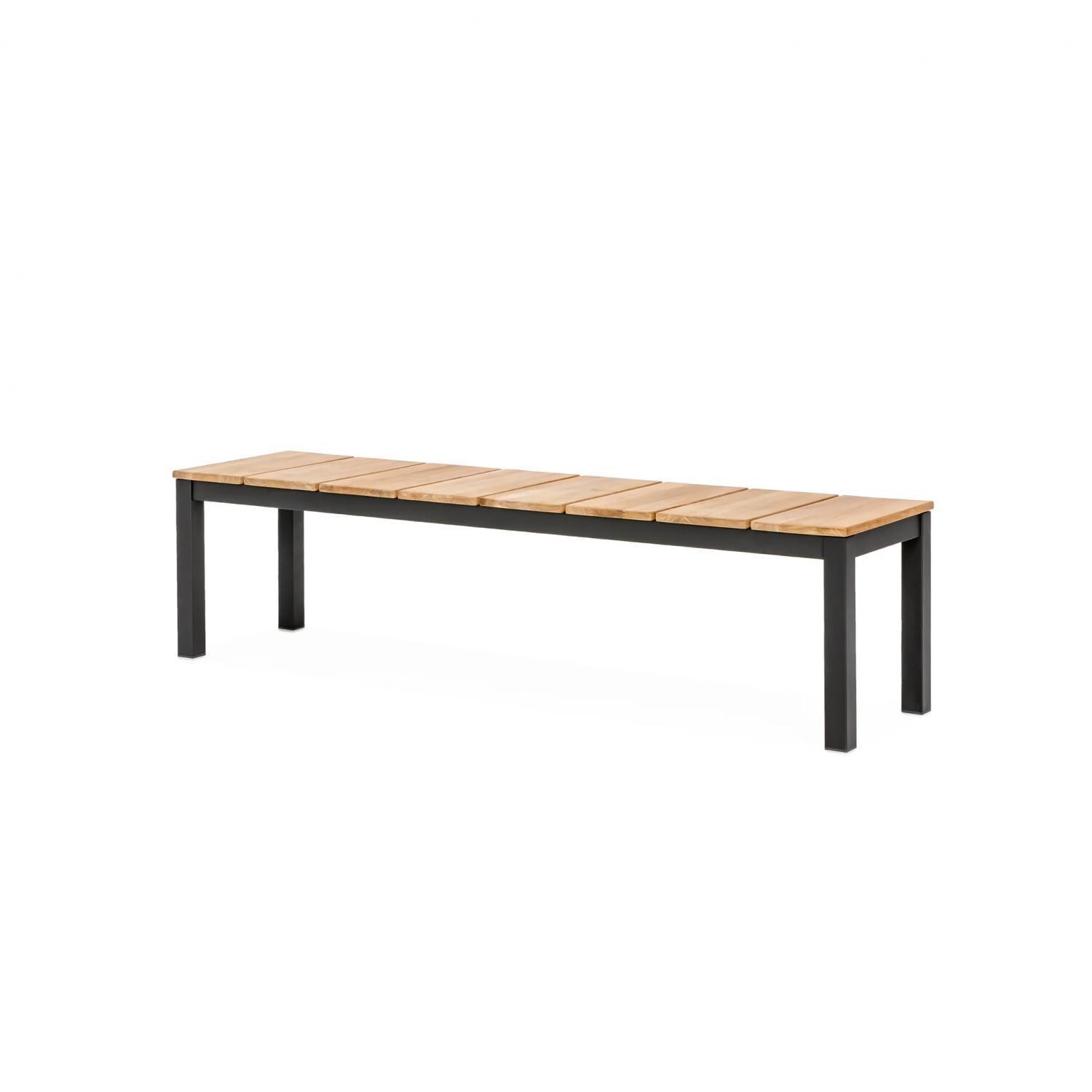 Barbados 71 Inch Backless Bench in Asteroid By Teak + Table