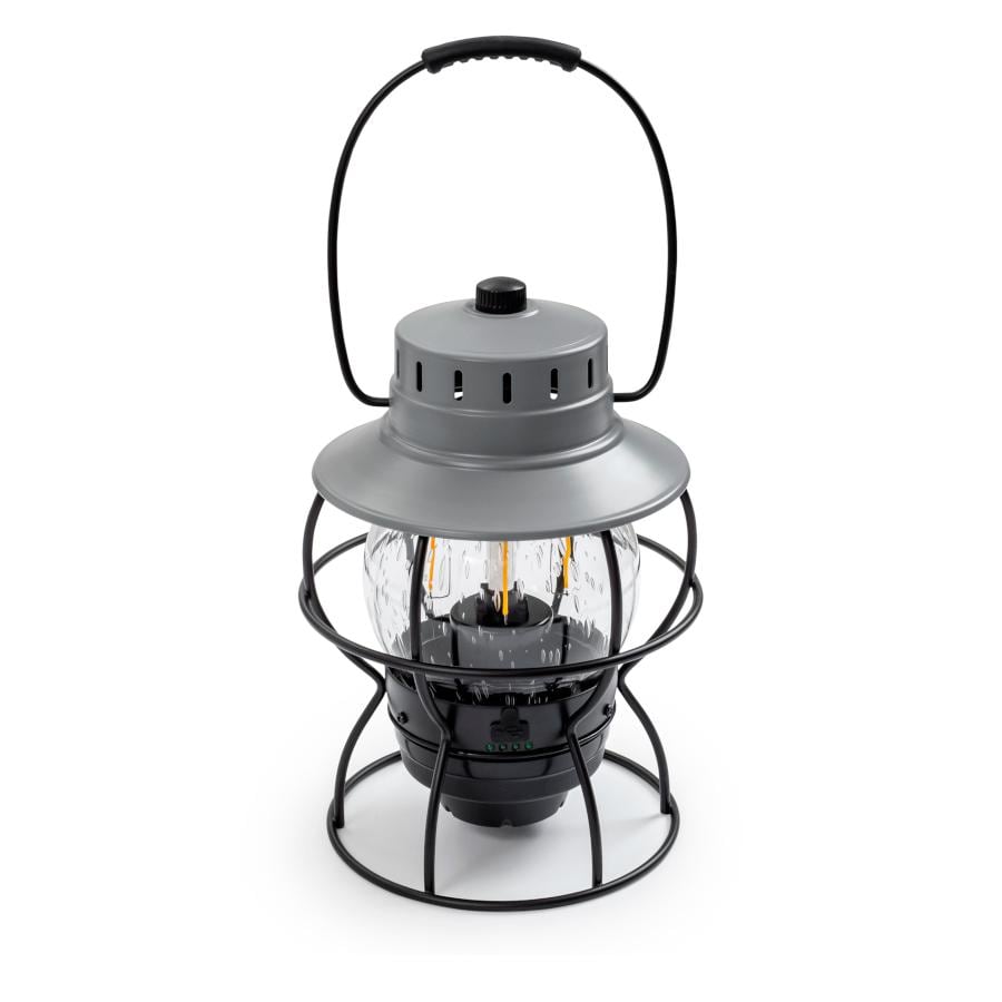 Barebones Living LIV-182 Railroad Lantern - Slate Gray - Flame Off Angled Rear View thumbnail