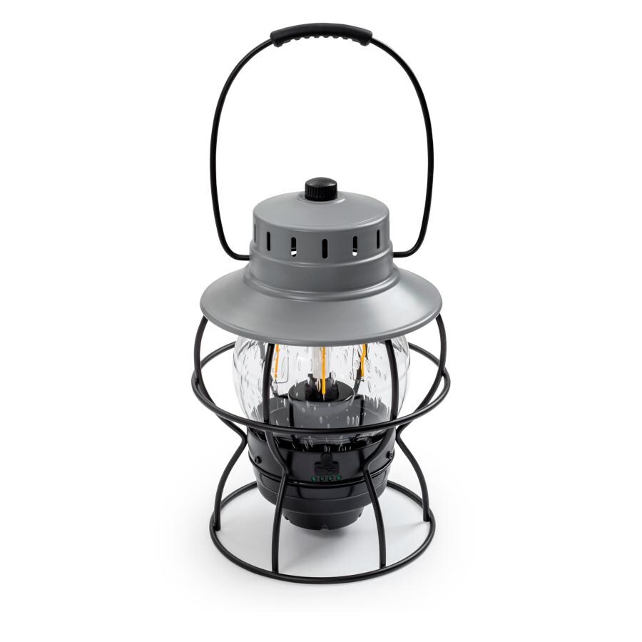 Barebones Living LIV-182 Railroad Lantern - Slate Gray - Flame Off Angled Rear View thumbnail