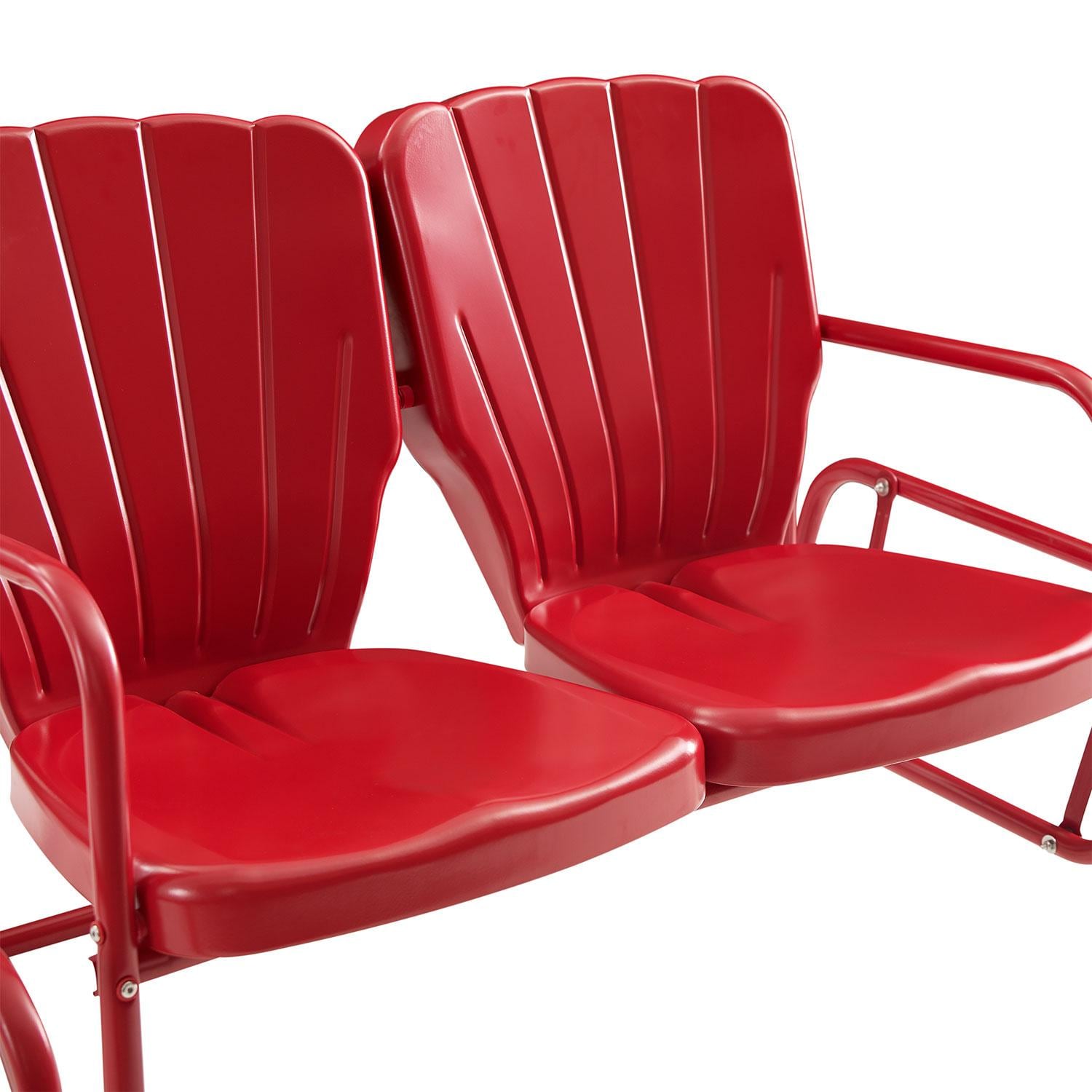 Ultimate Patio UP-32255RE 4Pc Retro Outdoor Loveseat Glider Patio Set in Red Gloss - Loveseat - Detail thumbnail