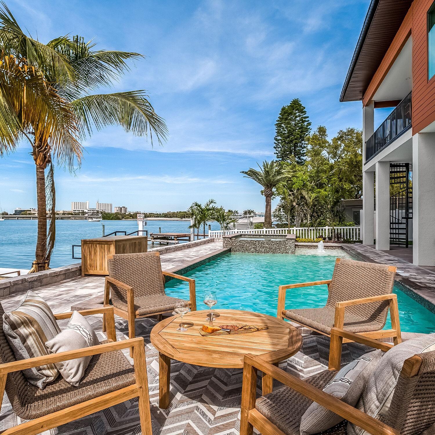 Admiral Rope Club Chair in Brown Sand by Royal Teak Collection - By The Pool - Lifestyle thumbnail