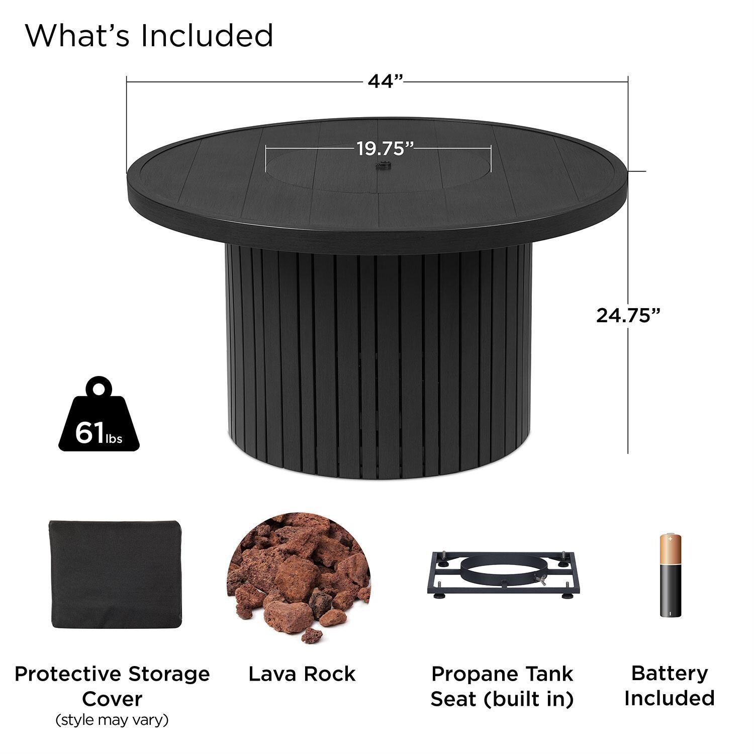 Westlook 44-in Round Metal Propane Fire Table in Black by Lakeview Outdoor Designs - Included - Detail thumbnail