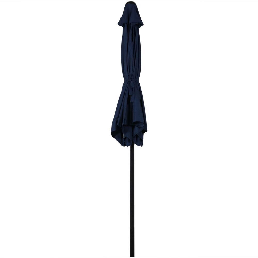 Ultimate Patio 7.5 Ft. Octagonal Aluminum Patio Umbrella W/ Crank & Tilt - Navy Blue - Closed thumbnail
