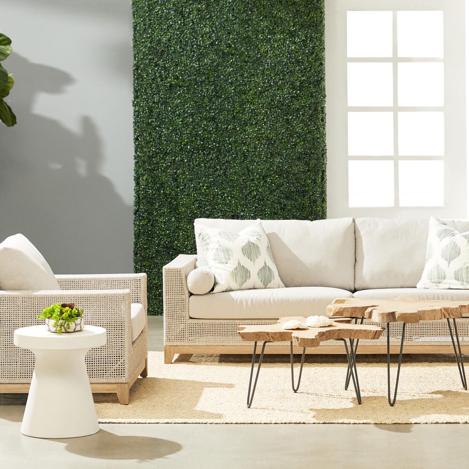 Lakeview Ranch Pointe 5 Pc Gray Teak Seating Set W/ Tack Ivory Concrete Accent Table in Taupe & White/Light Gray thumbnail