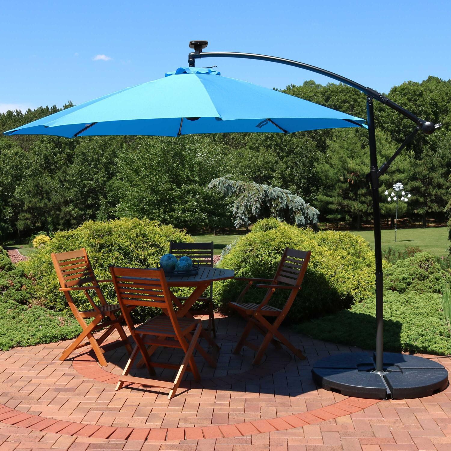 Ultimate Patio 10 Ft. Solar Lighted Patio Cantilever W/ Crank - Azure thumbnail