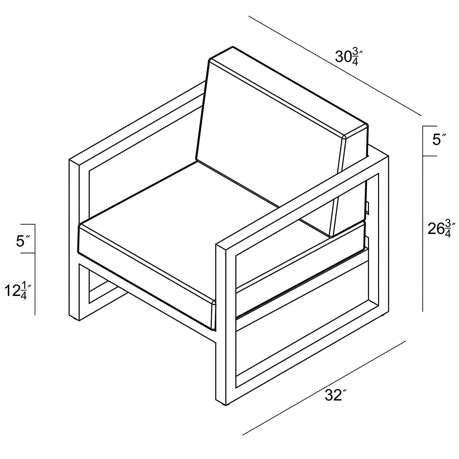 Misty Cove Aluminum Club Chair in Slate w/Charcoal Canvas Cushions by Lakeview - Dimensional thumbnail