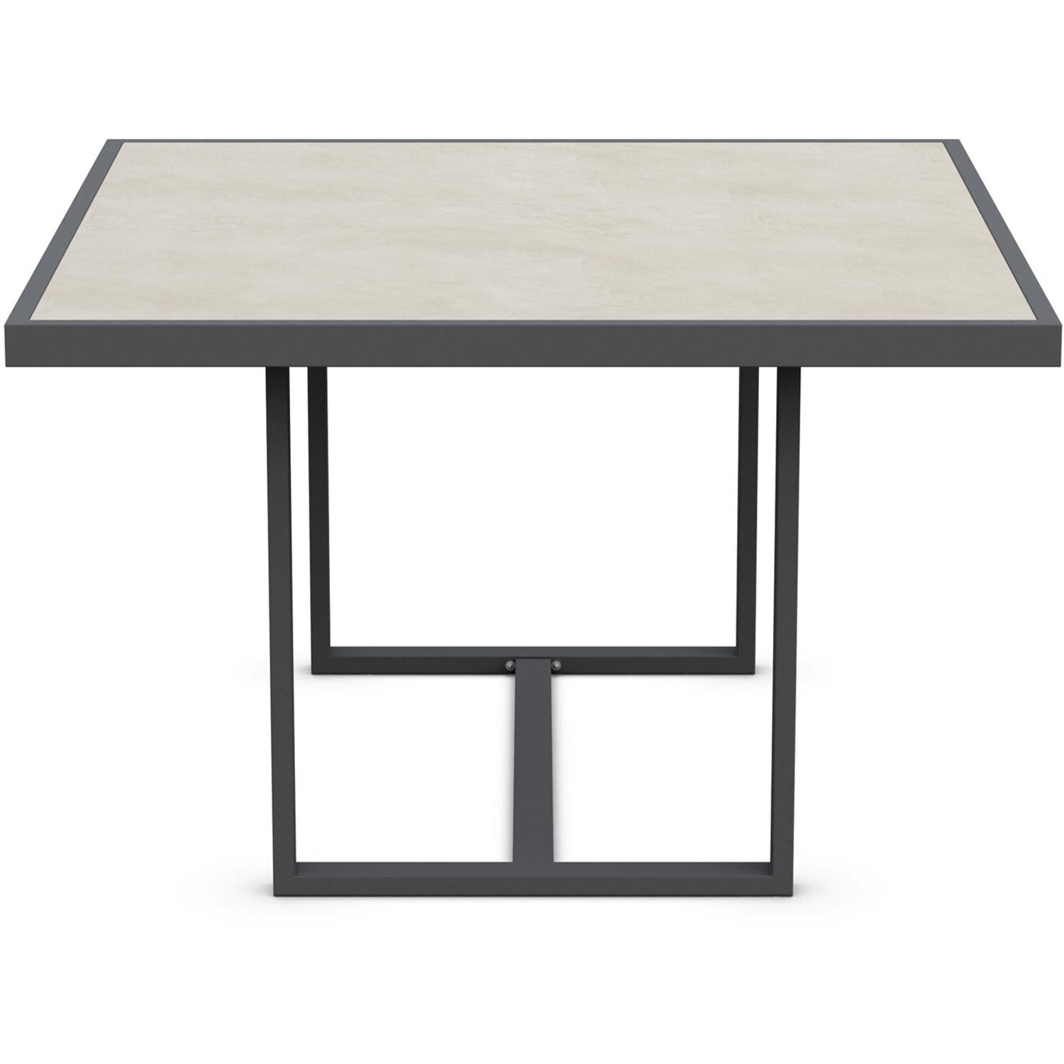 Azzurro Living Pavia 48 Inch Charcoal Aluminum Dining Table W/ Albarium Dekton Top - Side - White Background thumbnail