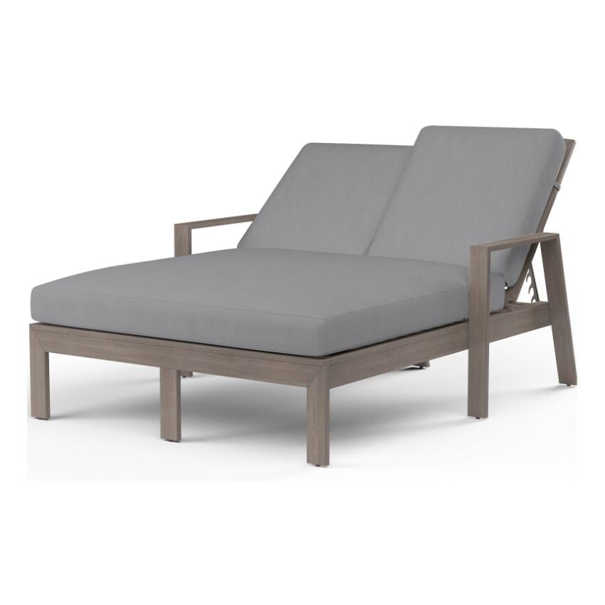 Laguna Aluminum Double Chaise Lounge w/ No Welt in Driftwood/Canvas Granite by Sunset West - White Background thumbnail