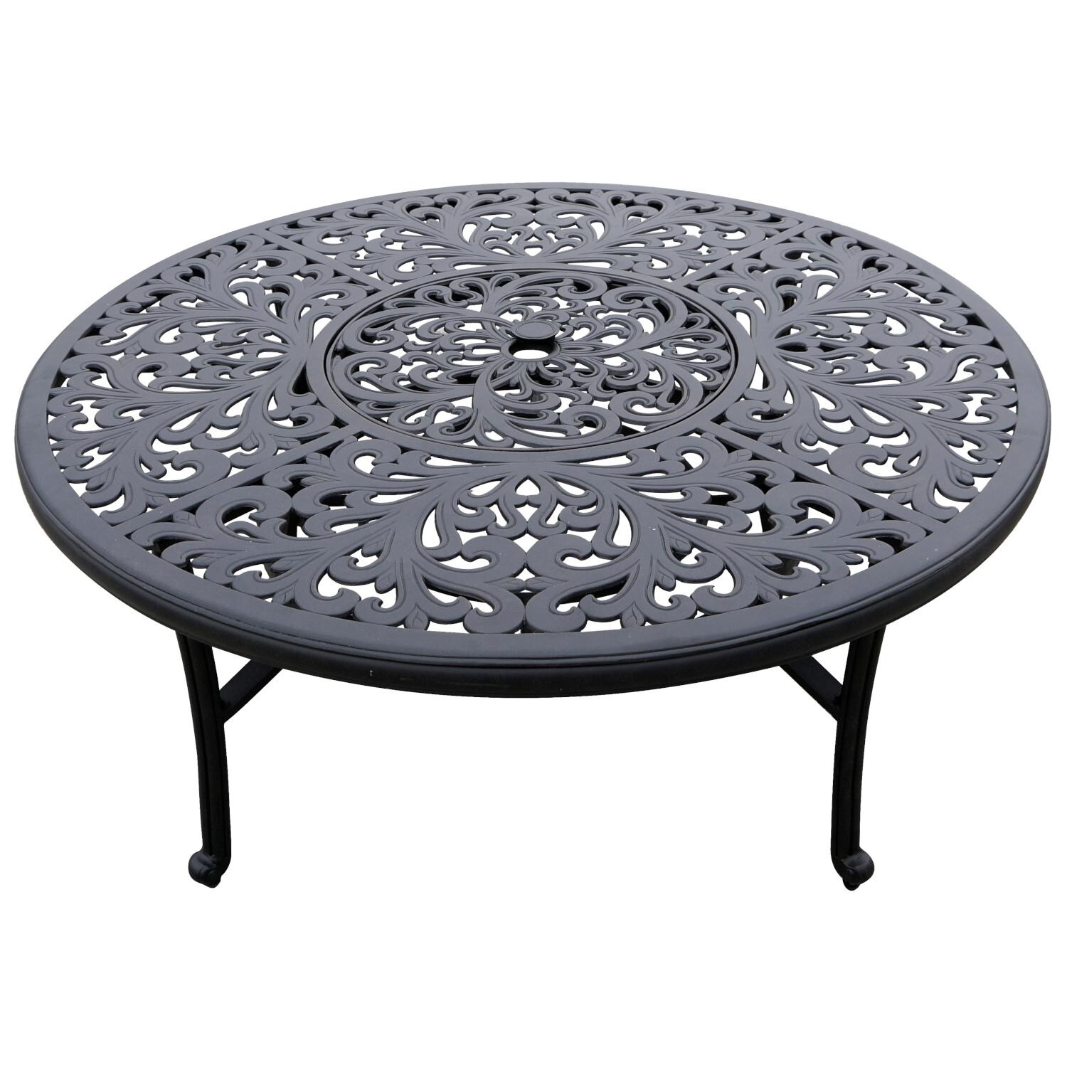 Darlee DL2058-5PC-80Q Santa Monica 5 Piece Cast Aluminum Patio Conversation Seating Set W/ Ice Bucket Insert & Sesame Cushions - Table Top Detail thumbnail