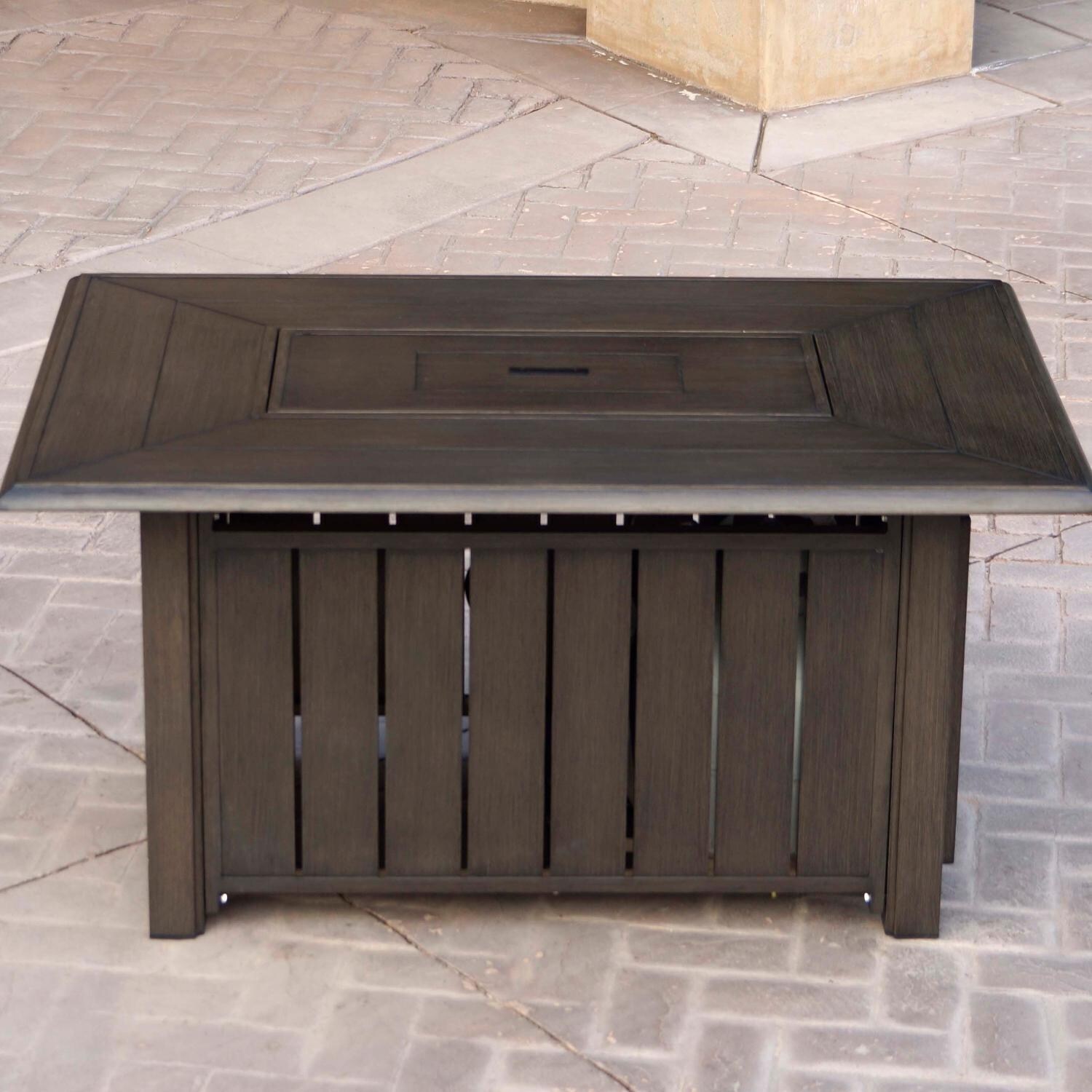 Darlee B/207-4PC-38QB Brooklyn 4 Piece Aluminum Patio Fire Pit Conversation Set w/ Sesame Polyester Cushions - Fire Pit Lid thumbnail