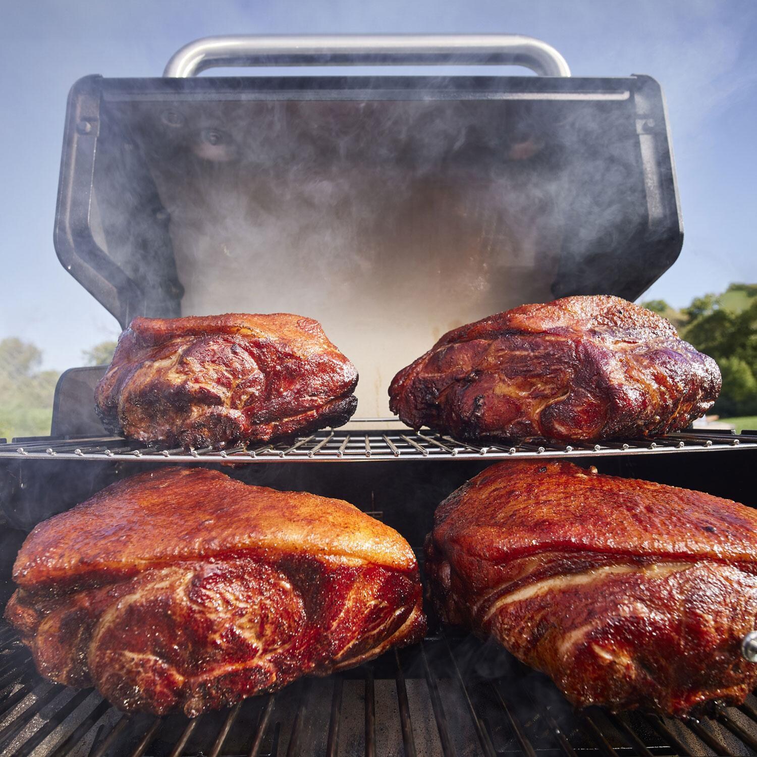 Weber 1500120 Searwood 600 Porcelain Coated Steel Pellet Grill - In Use - Lifestyle thumbnail