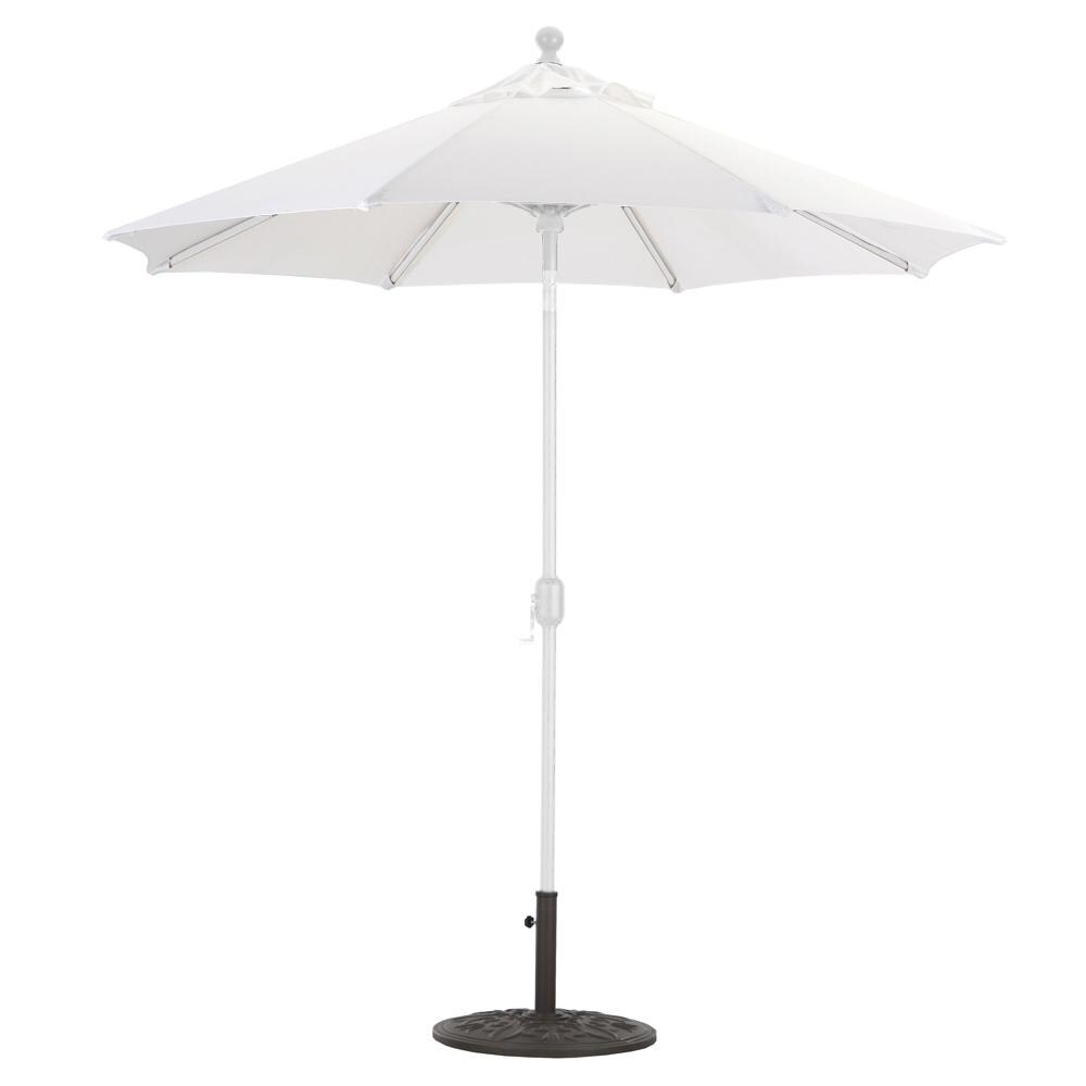 Galtech 7.5 Ft. Octagonal Aluminum Patio Market Umbrella W/ Crank Lift And Deluxe Auto Tilt - White Frame W/ Sunbrella Canvas Natural Canopy
