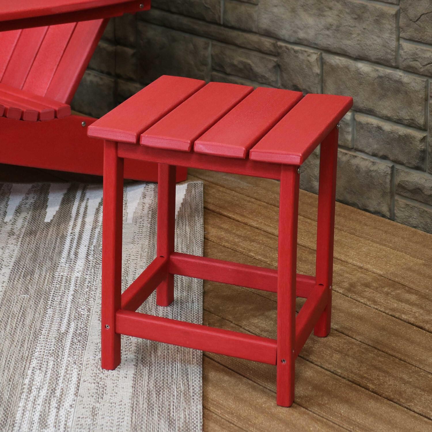 15 Inch Square Recycled Plastic End Table in Red by Ultimate Patio