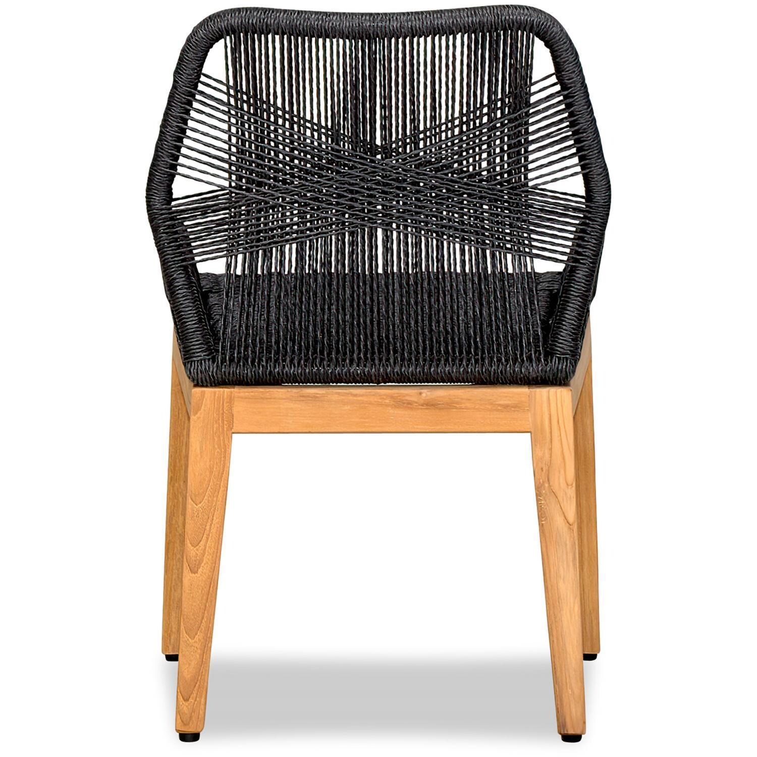 Wood Grove Reclaimed Teak and Rope Armless Dining Side Chair By Lakeview - Back View - White Background thumbnail