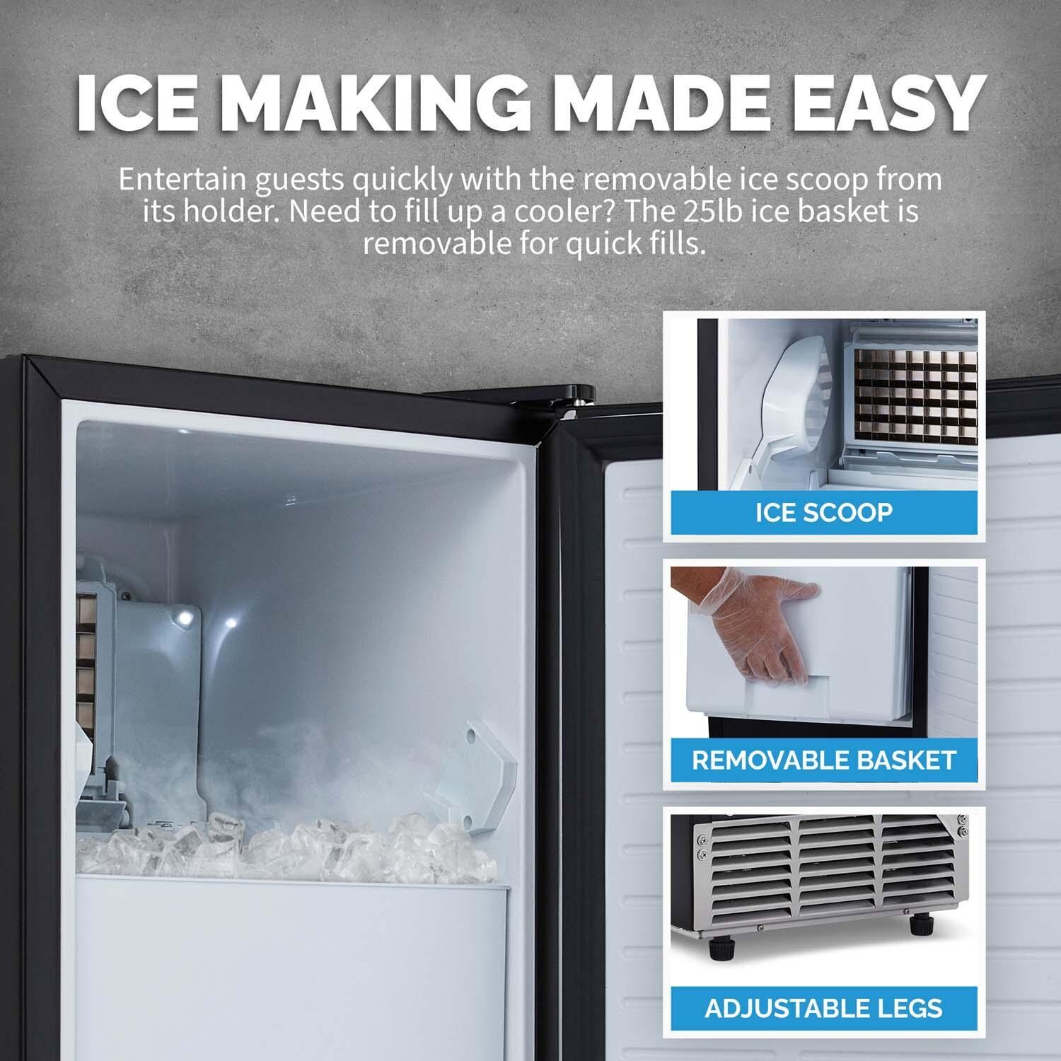 NewAir NCI080SS00 15 Inch 80 Lb.Right Hinge Ice Maker - Removable Basket - Detail thumbnail