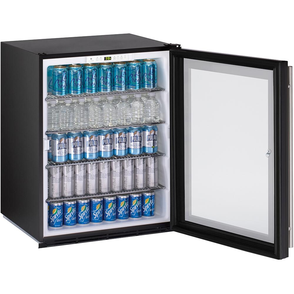 U-Line 24-Inch 5.4 Cu. Ft. Built-In ADA Compliant Refrigerator With Glass Door And Lock - Open View thumbnail