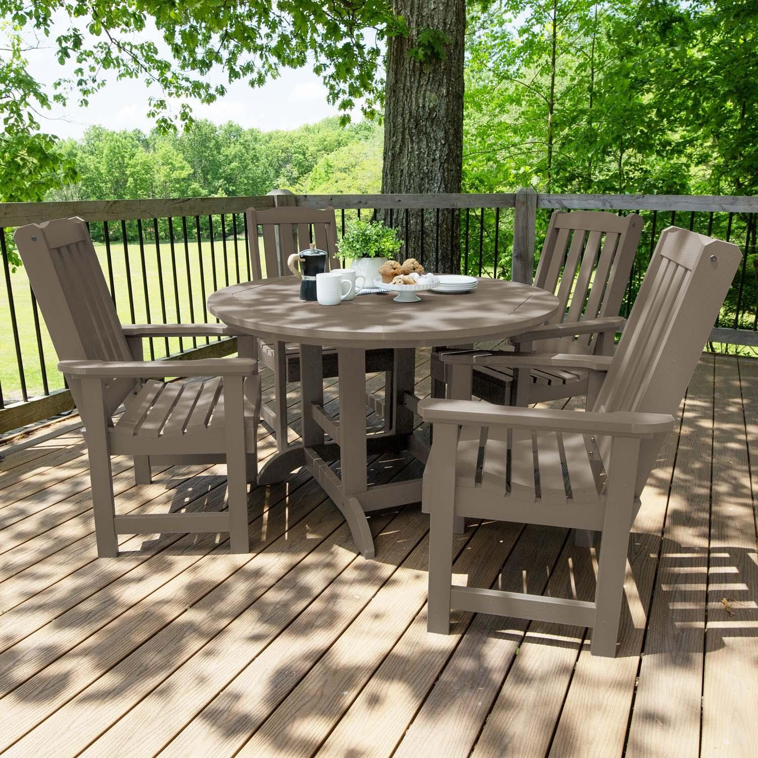 Hart Lane 5 Pc Recycled Plastic Dining Set in Woodland Brown by Lakeview Outdoor Designs