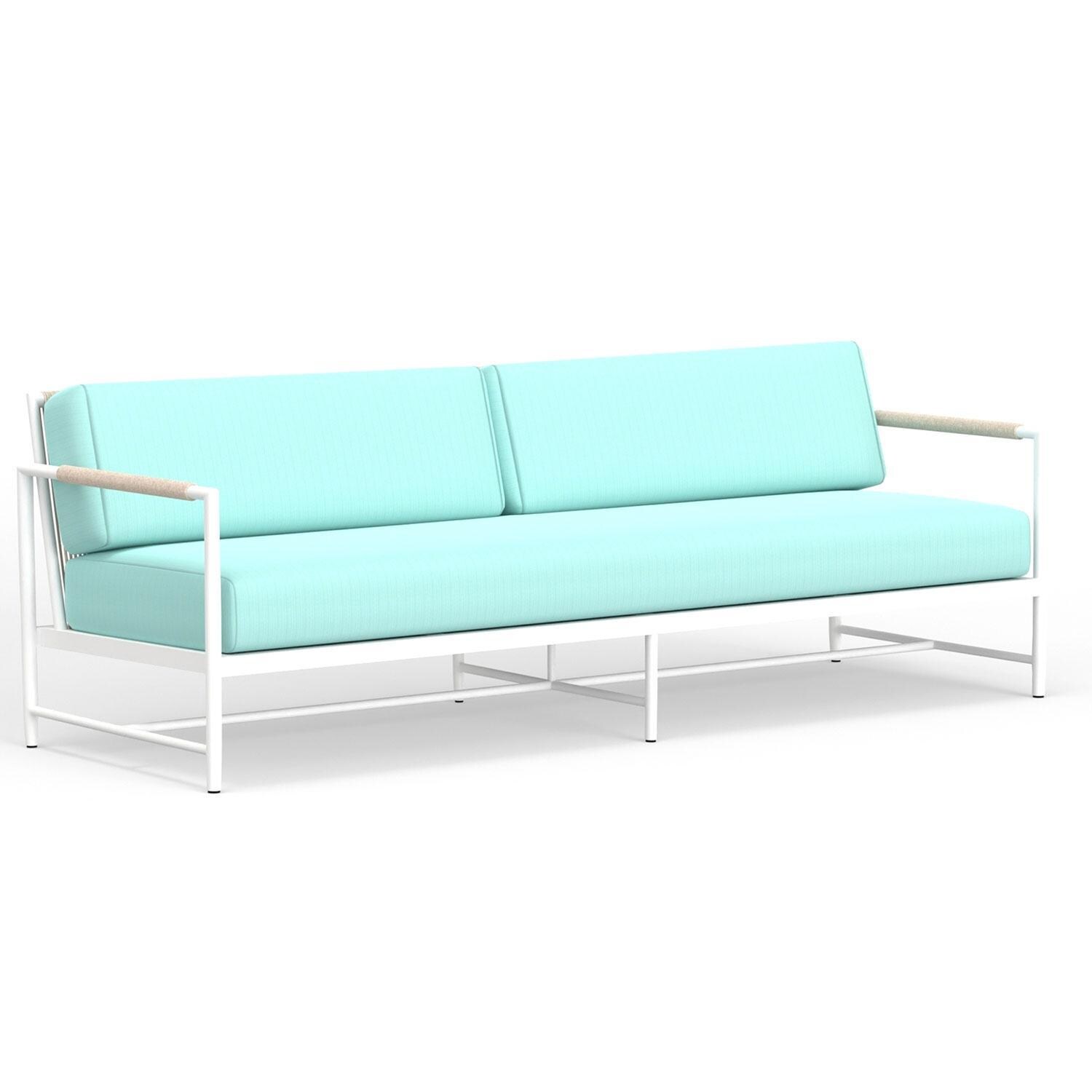 Sabbia Aluminum Sofa in Dupione Celeste w/ No Welt by Sunset West - Display - White Background thumbnail