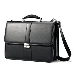 Samsonite Flapover Leather Business Case-Black thumbnail