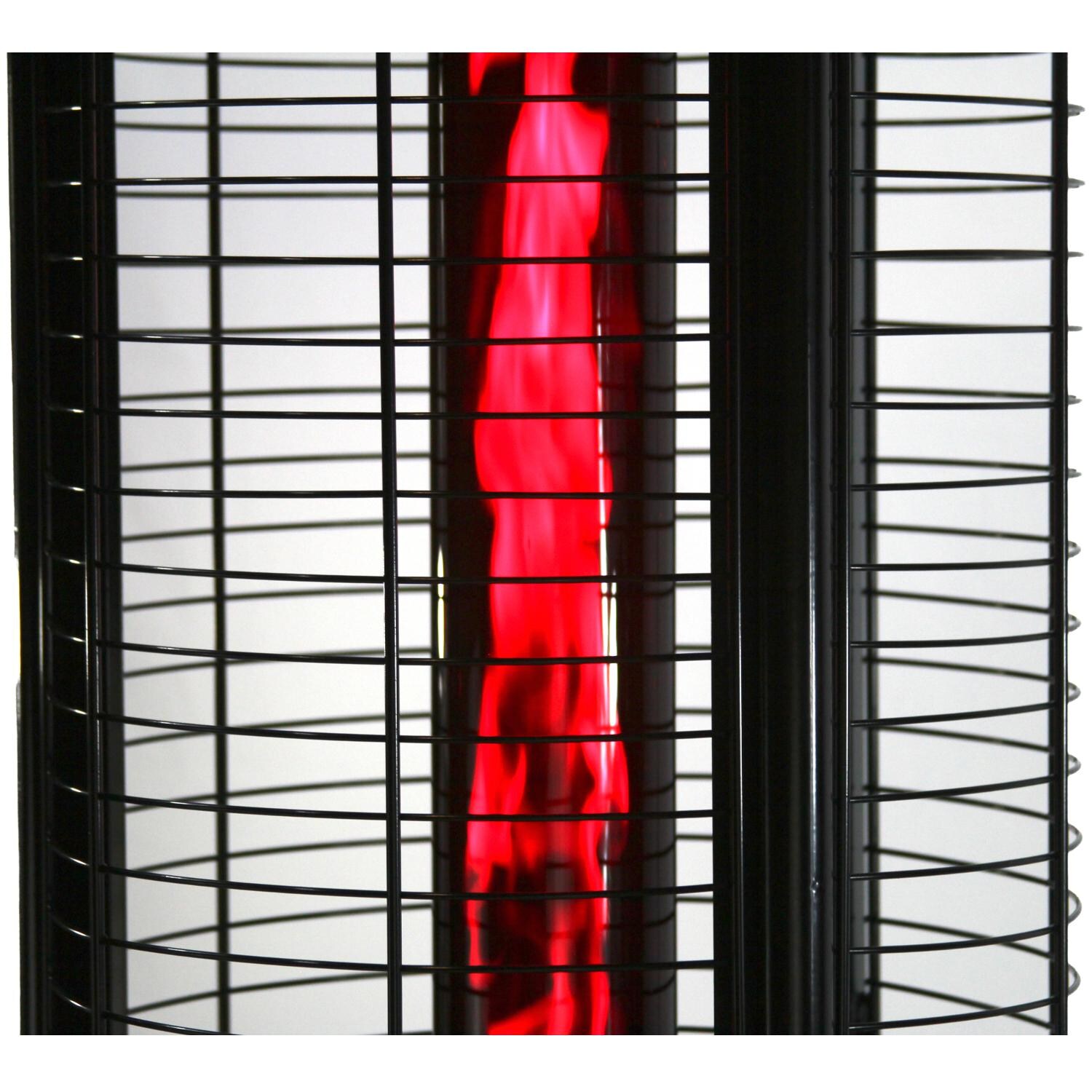 RADtec EF-Ruby 80-Inch Ellipse Flame Patio Heater - Black with Ruby Glass - Zoomed In Turned On thumbnail