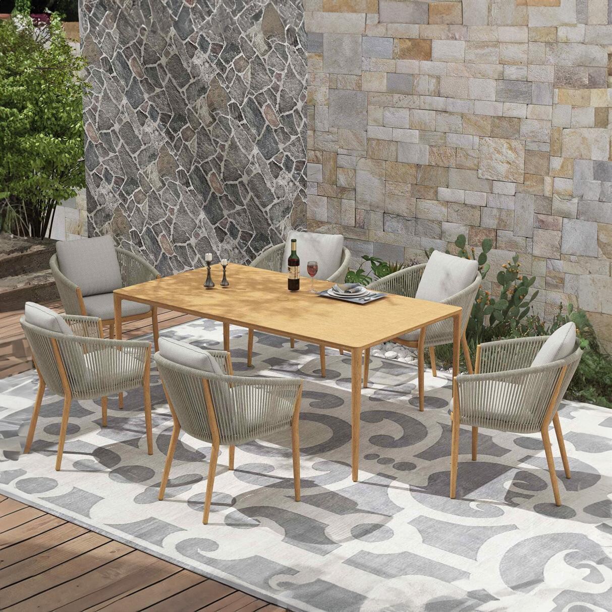 Camellia 7 Pc Aluminum Dining Set in White by Lakeview Outdoor Designs