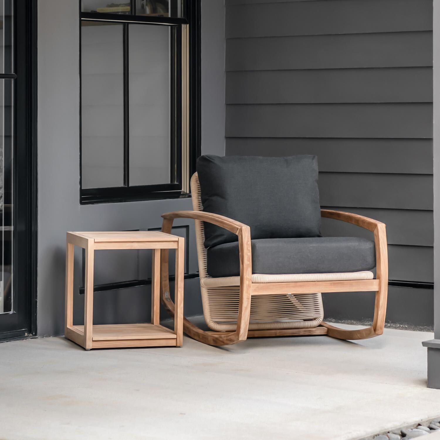 Teak + Table Atlantic Square Teak Patio End Table - Lifestyle thumbnail