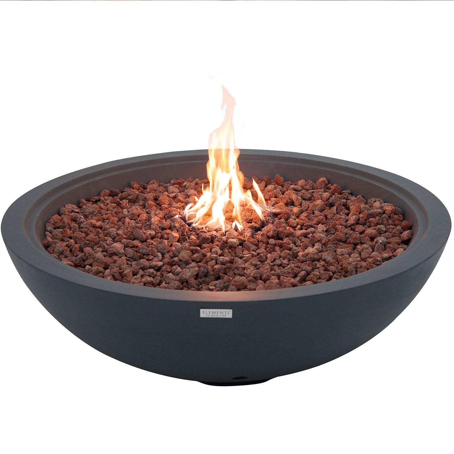 Elementi OFG420DG-LP Rose Bowl 48-in Liquid Propane Concrete Fire Pit in Dark Grey - On - White Background thumbnail