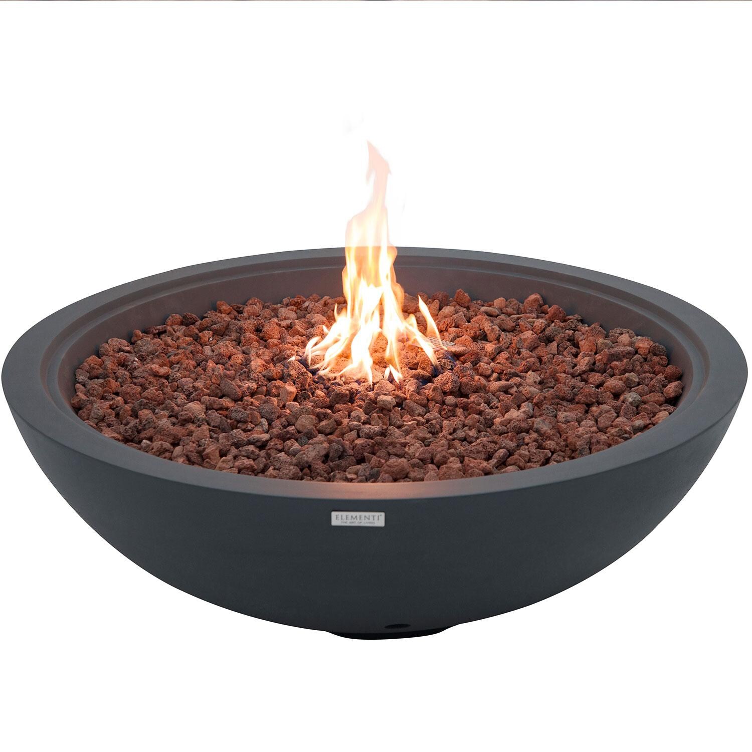 Elementi OFG420DG-LP Rose Bowl 48-in Liquid Propane Concrete Fire Pit in Dark Grey - On - White Background thumbnail