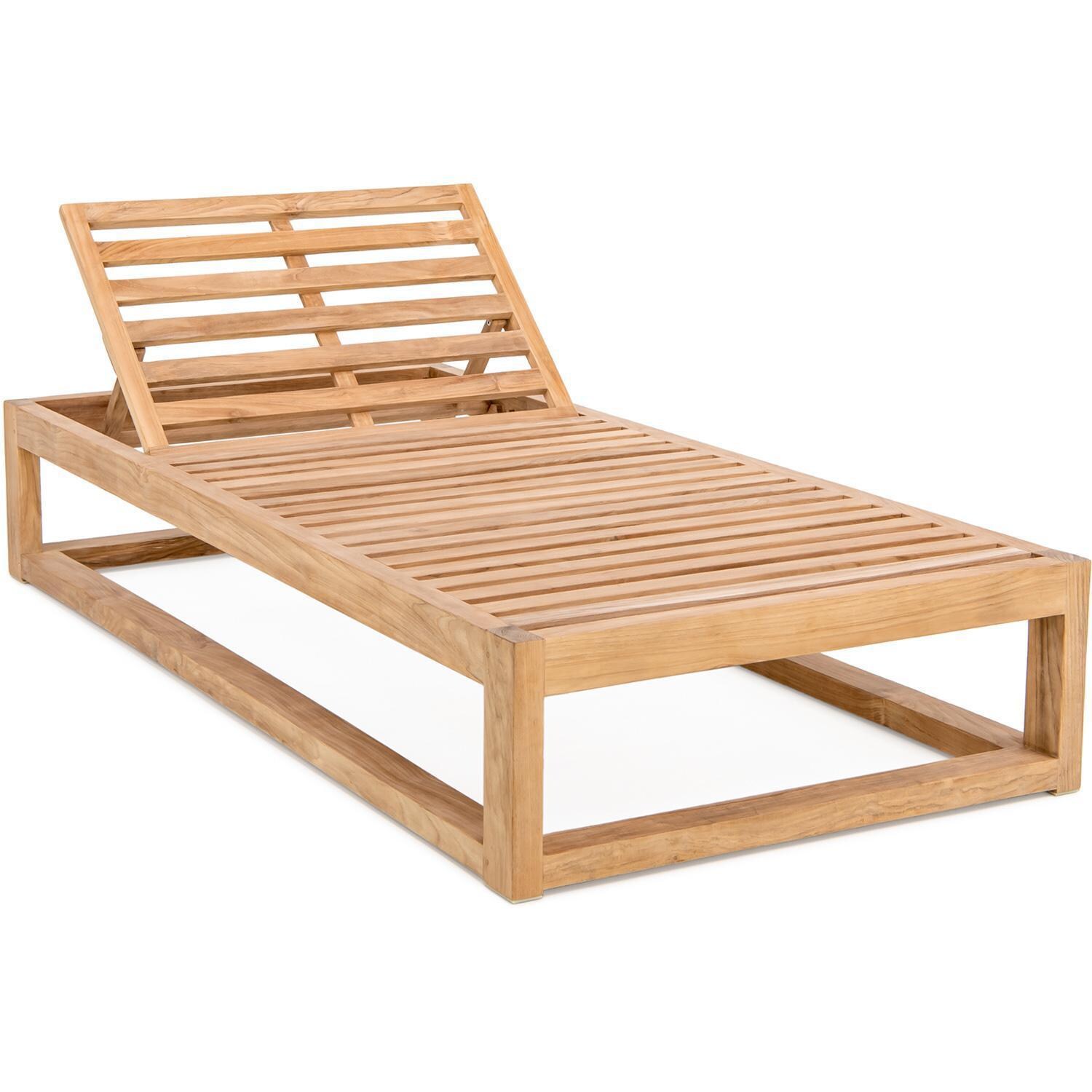 Teak + Table Atlantic Teak Patio Oversized Chaise Lounge in Granite - Frame - White Background thumbnail