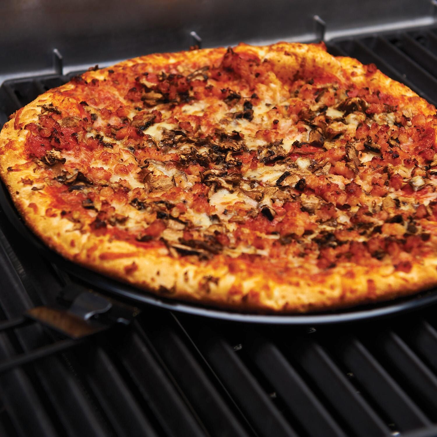 GrillPro Non-Stick Pizza Grill Pan - 98140 - On Grill - Lifestyle thumbnail