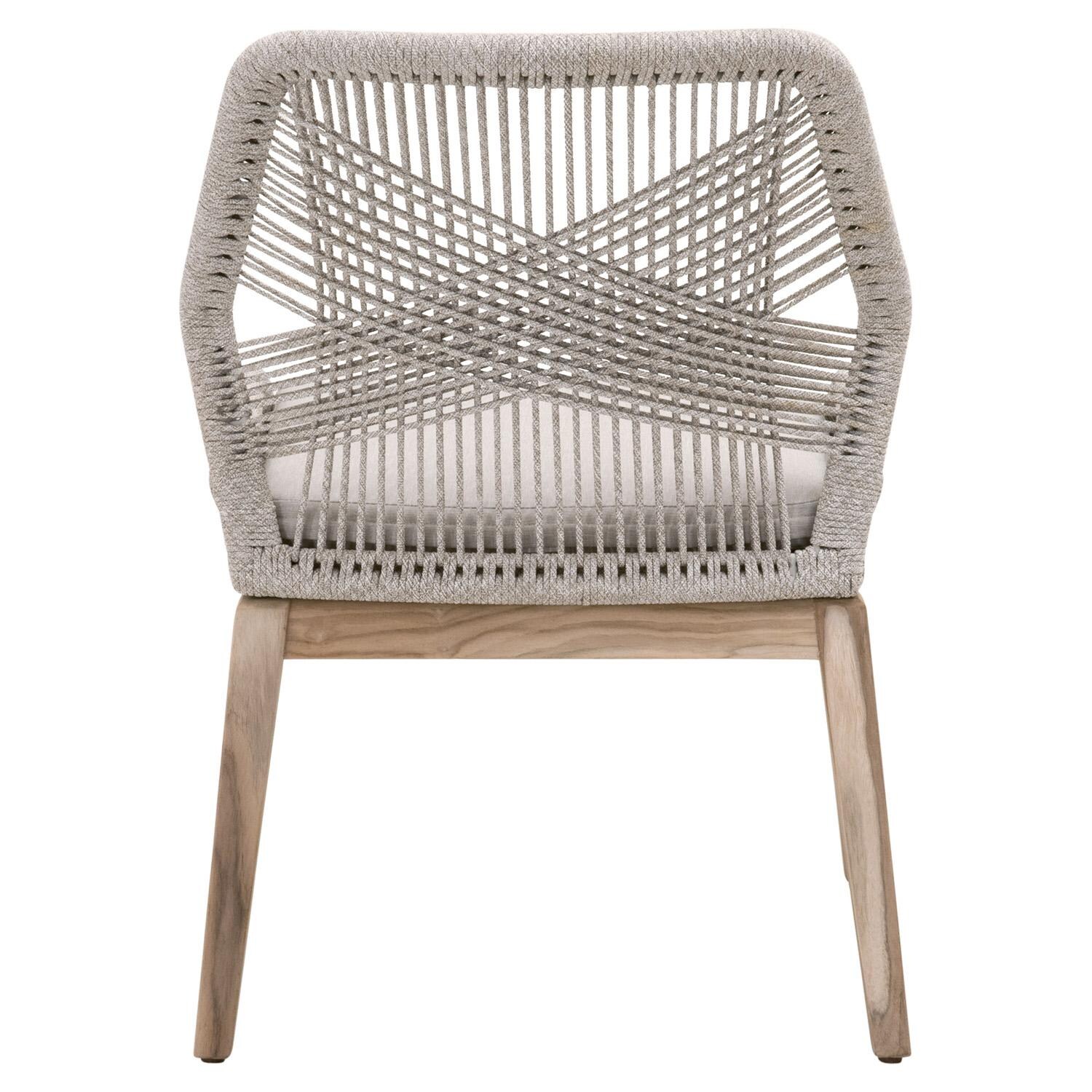 Lakeview Peninsula Way 2 Pc Woven Rope Dining Side Chair in Taupe & White - Back View thumbnail