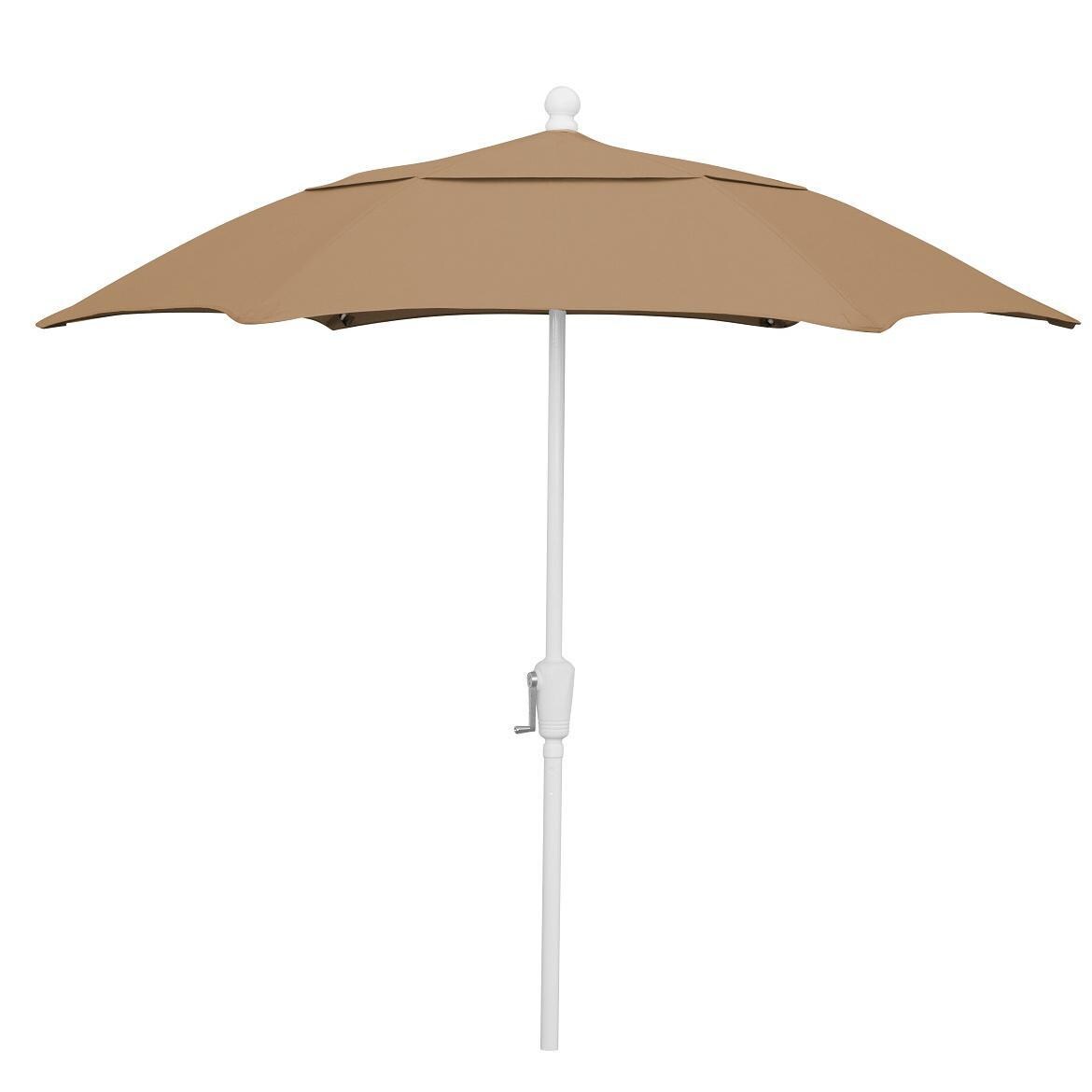 FiberBuilt 7.5 Ft Aluminum Market Patio Umbrella With Crank Lift - Beige thumbnail