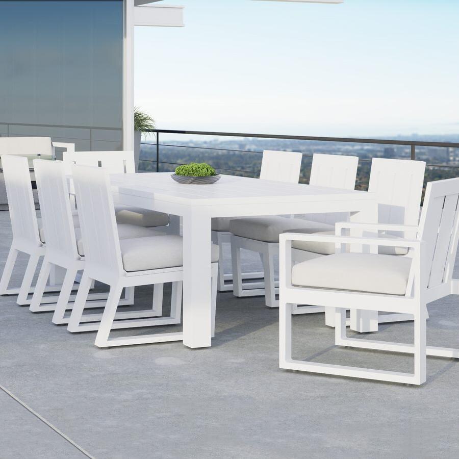 Newport 9 Piece Aluminum Patio Dining Set W/ Dining Table & Sunbrella Cast Silver Cushions By Sunset West