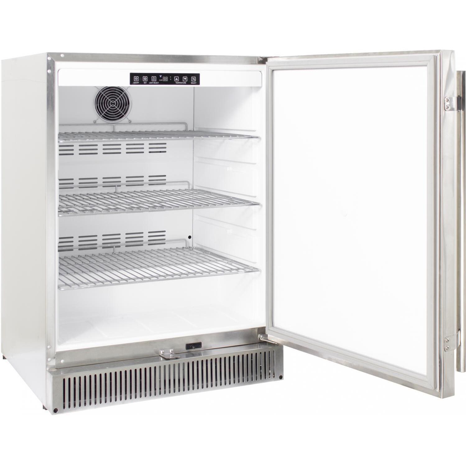 Blaze 24-Inch Outdoor Rated Stainless Steel Compact Refrigerator - Open Angled View thumbnail