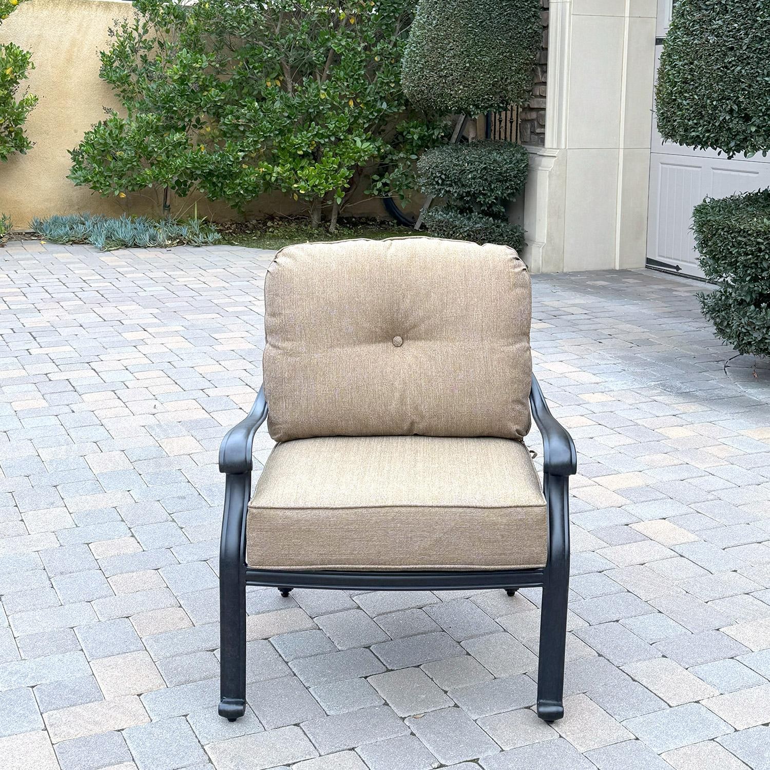 Darlee Elisabeth Cast Aluminum 2 Pc Set Club Chair Set in Antique Bronze/Beige - Chair Front - Lifestyle thumbnail