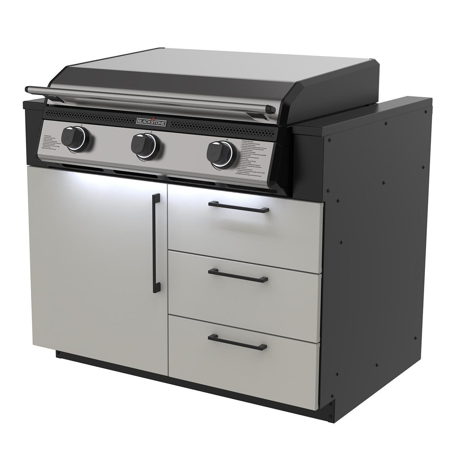 Blackstone 6332NG 28-in XL Built-In Propane Griddle w / Hood - Shown in Island (Not Included) - White Background thumbnail
