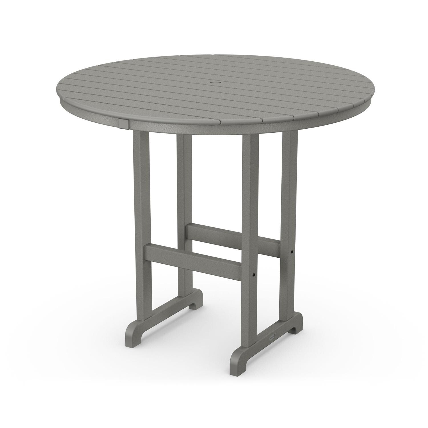POLYWOOD 48-Inch Round Bar Table - Slate Grey thumbnail