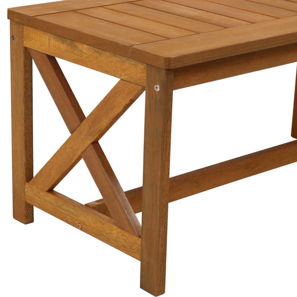 Ultimate Patio 35-Inch Meranti Wood Outdoor Patio Coffee Table - Side Detail thumbnail