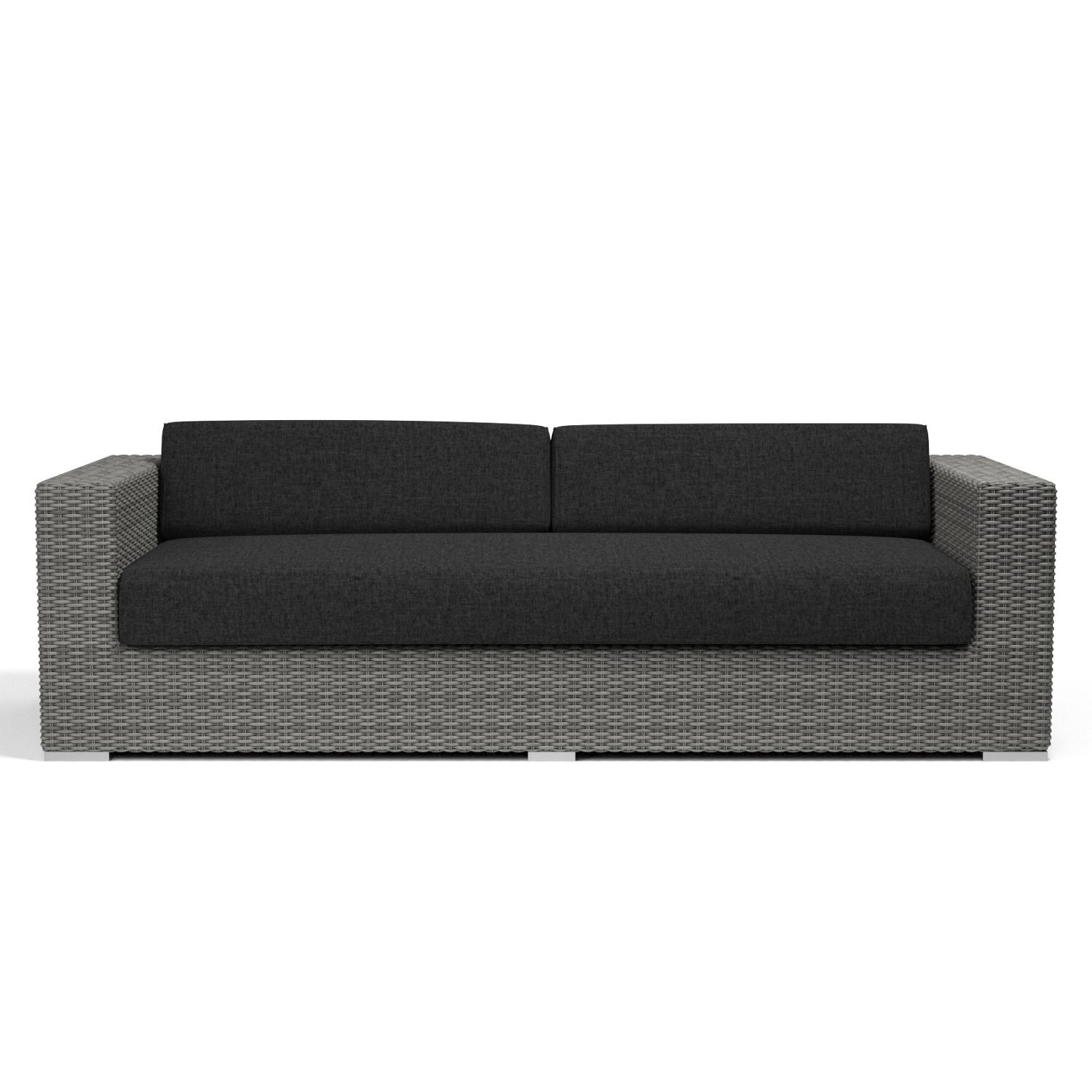 Sunset West - 1802-23-48085 - Emerald II Resin Wicker Patio Sofa W/ Sunbrella Spectrum Carbon Cushions - Front View thumbnail