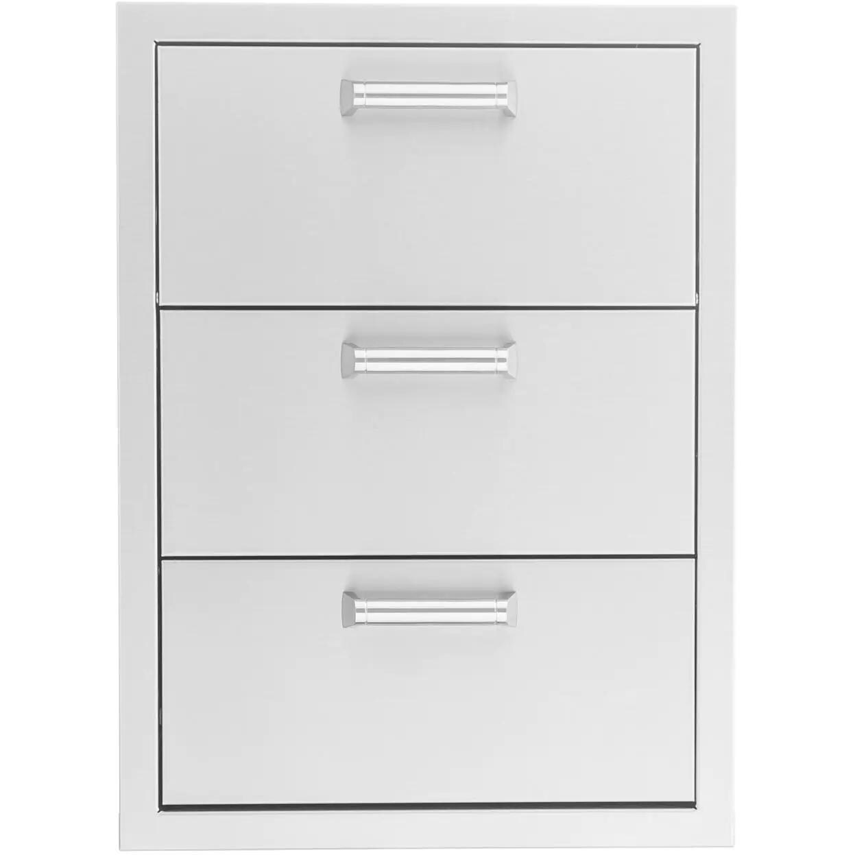 BBQGuys Signature 16-in Stainless Steel Double Access Drawer w/ Paper Towel Dispenser - Contempo Handles - White Background thumbnail