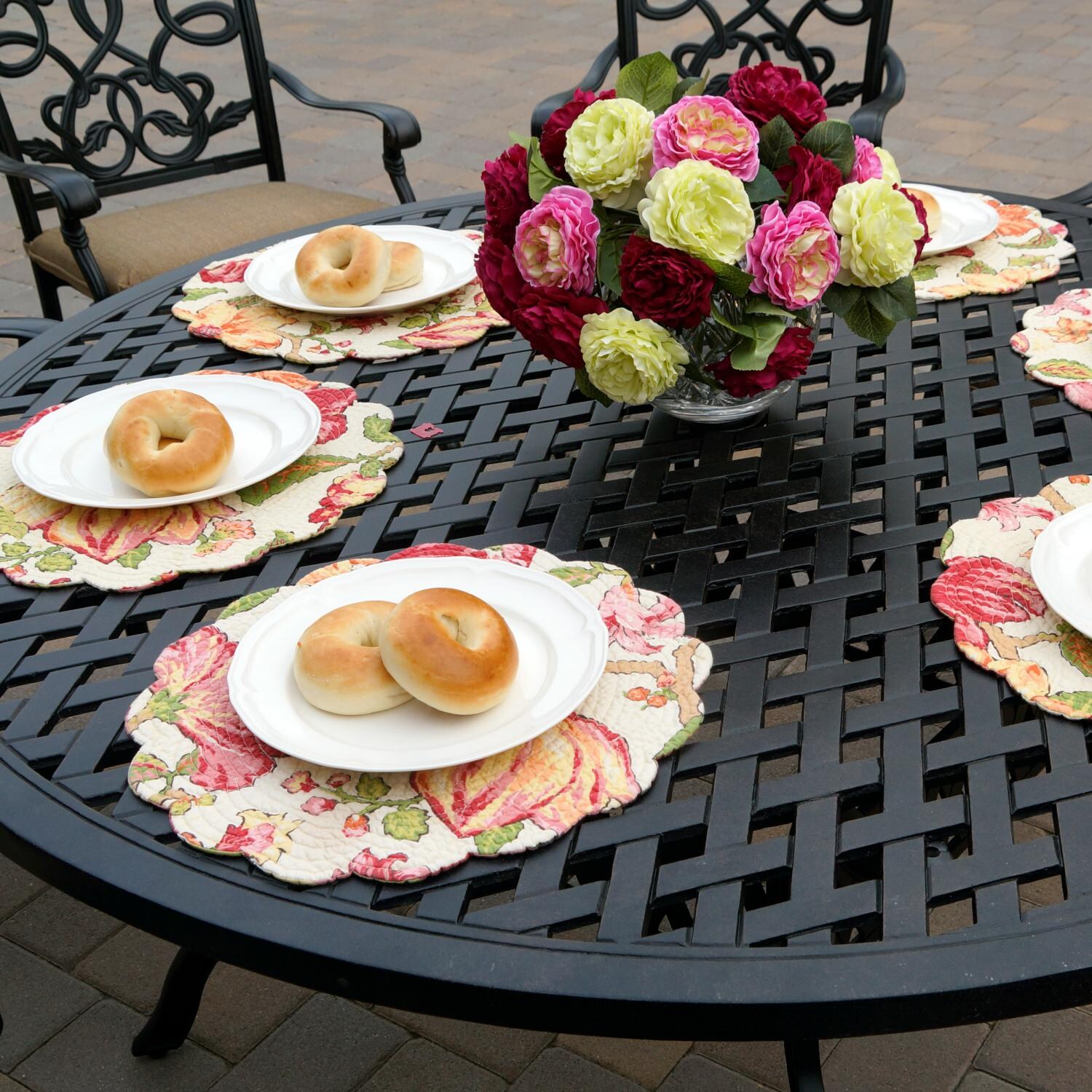 Darlee DL2052-7PC-30D Santa Monica 7 Piece Cast Aluminum Patio Dining Set W/ 60 Inch Round Table & Sesame Cushions - Table Detail thumbnail