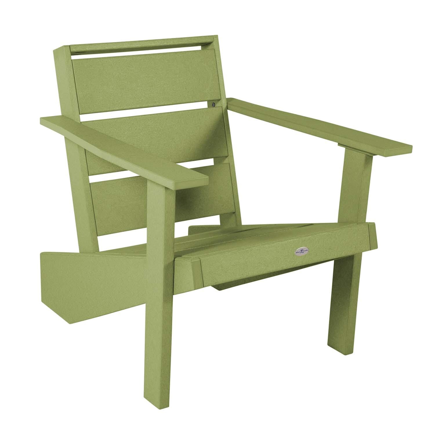 Hazel Cove Recycled Plastic Adirondack Chair in Palm Green by Lakeview Outdoor Designs - Angled View - White Background thumbnail