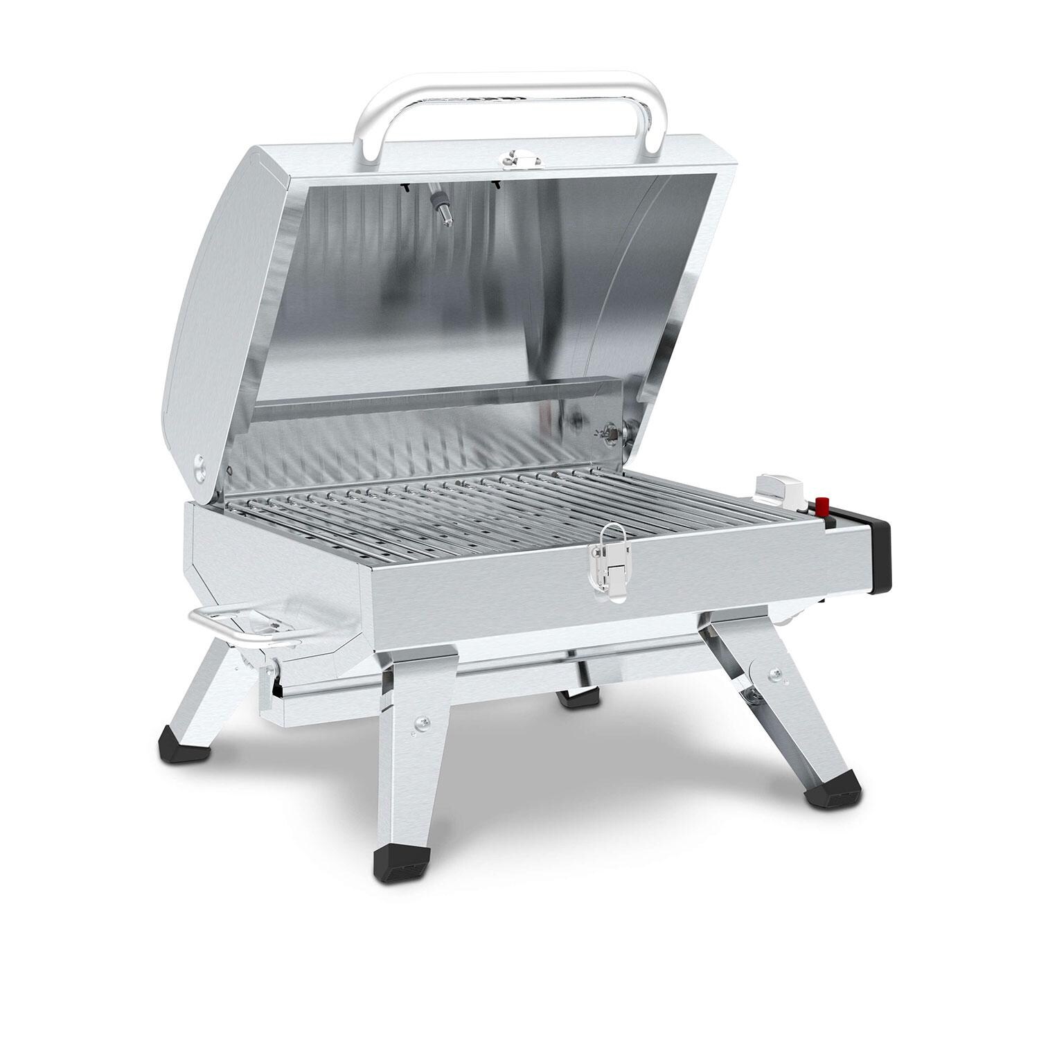 GrillPro 201114 Countertop Electric Grill - Lid Up - Right Angle - White Background thumbnail