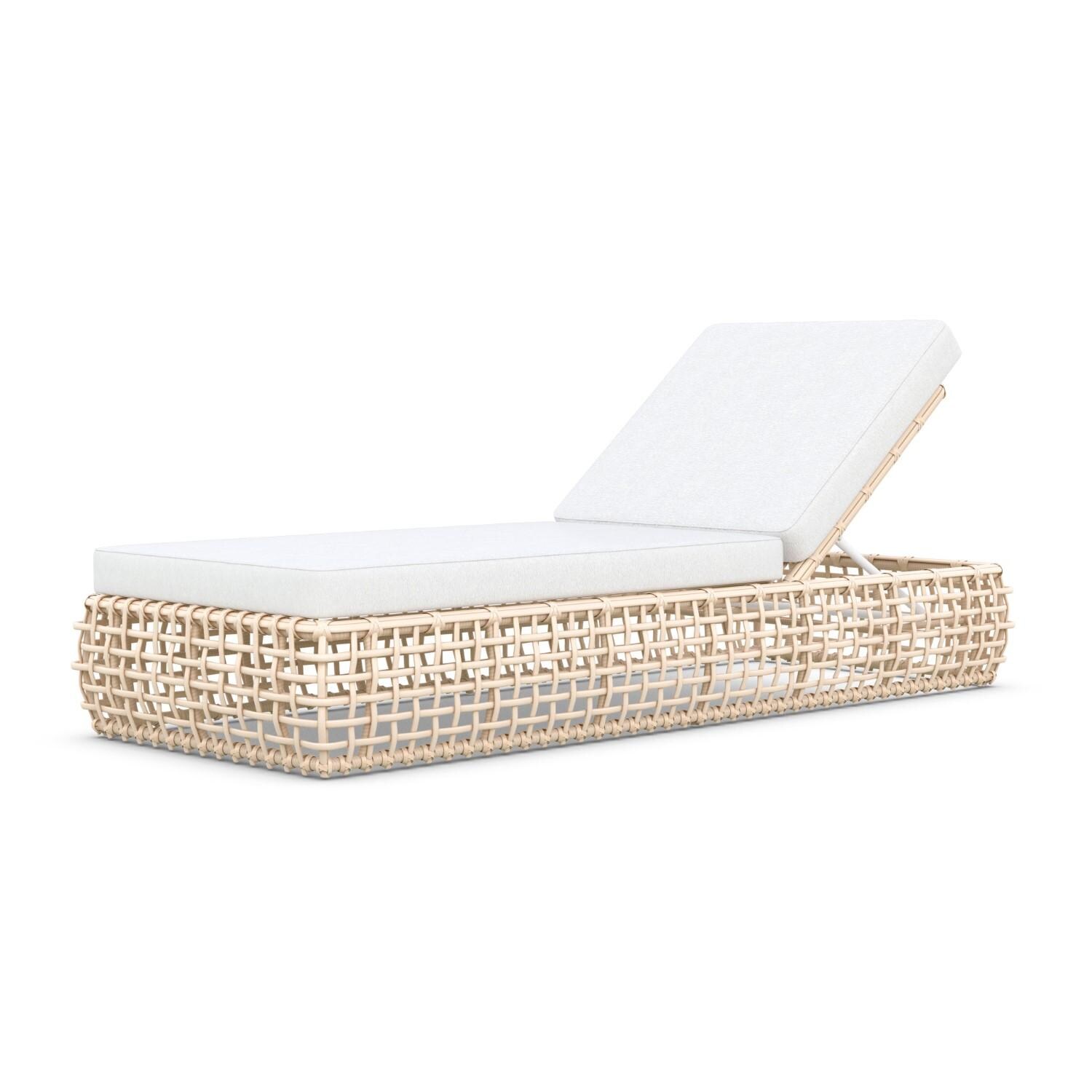 Azzurro Living KIA-W05L1-CU Kiawah Wicker Lounge Chair in Almond/Cloud - Angled - White Background thumbnail
