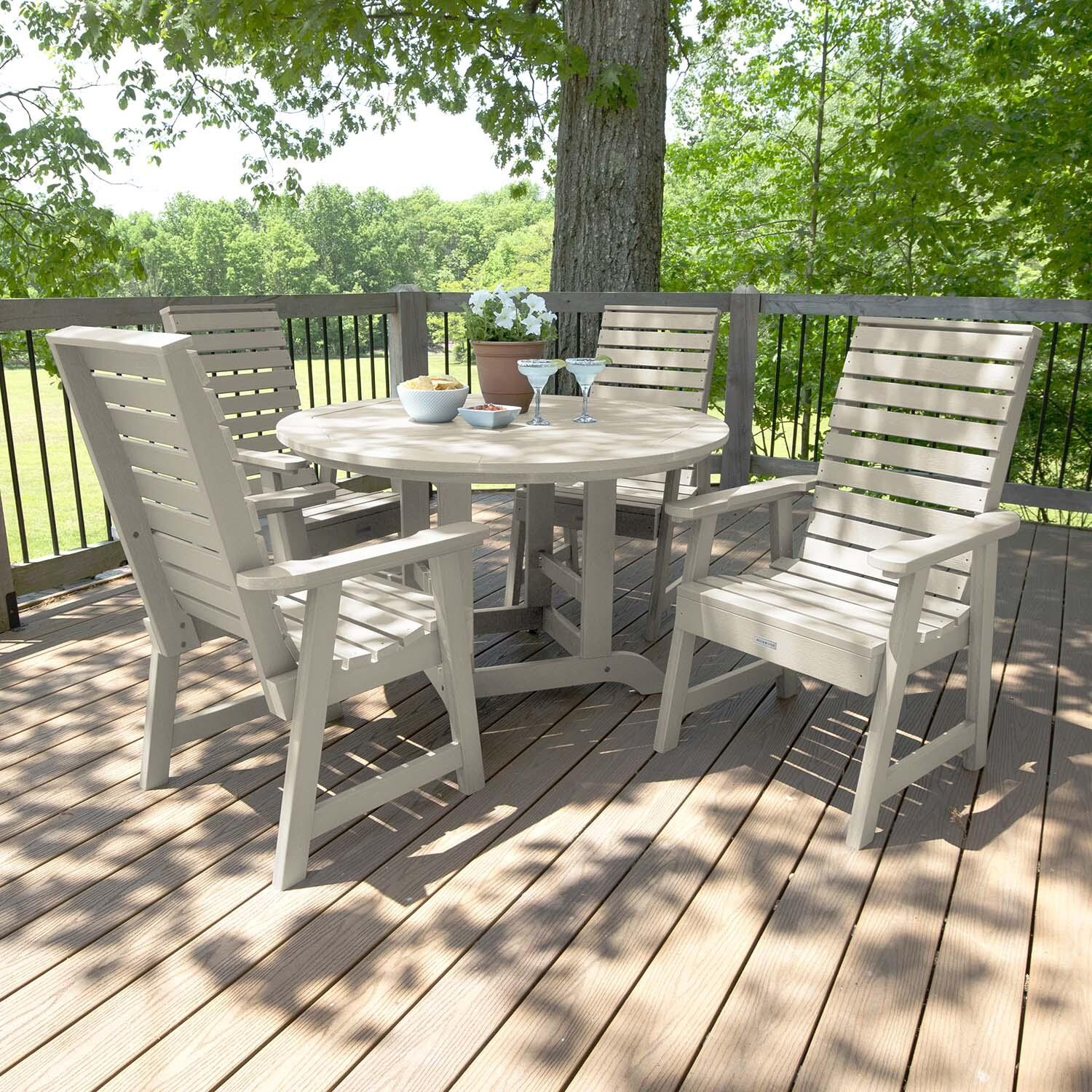 Elm Pointe 5 Pc Recycled Plastic Dining Set in Whitewash by Lakeview Outdoor Designs